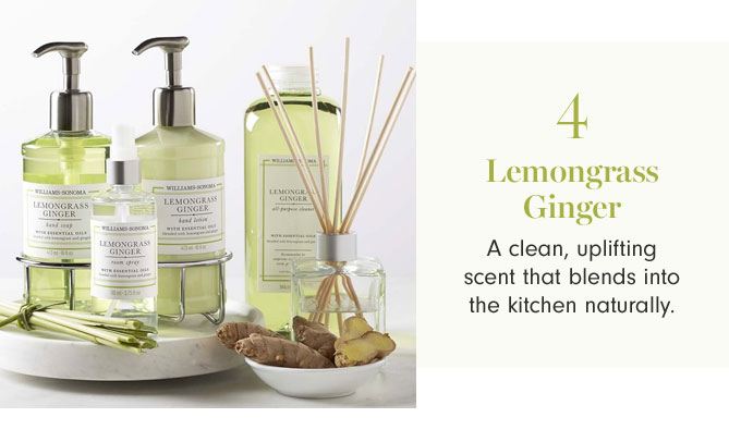 4 - Lemongrass Ginger - A clean, uplifting scent that blends into the kitchen naturally.