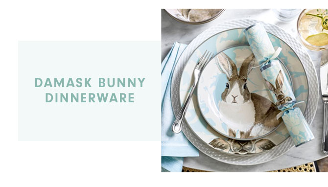 DAMASK BUNNY DINNERWARE