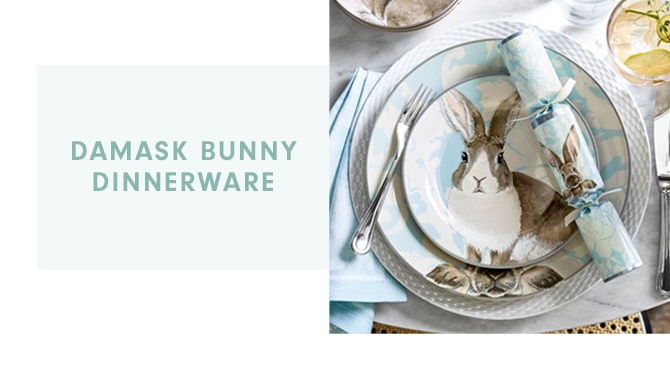 DAMASK BUNNY DINNERWARE