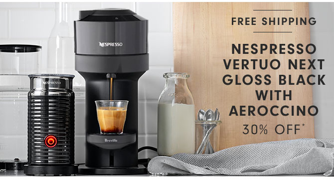 NESPRESSO VERTUO NEXT GLOSS BLACK WITH AEROCCINO 30% OFF*