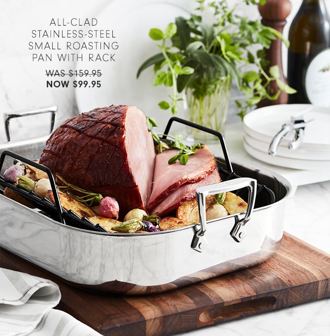 ALL-CLAD STAINLESS-STEEL SMALL ROASTING PAN WITH RACK - NOW $99.95