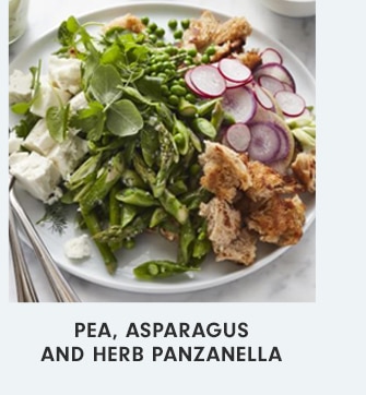 PEA, ASPARAGUS AND HERB PANZANELLA