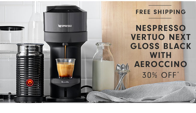 NESPRESSO VERTUO NEXT GLOSS BLACK WITH AEROCCINO 30% OFF*