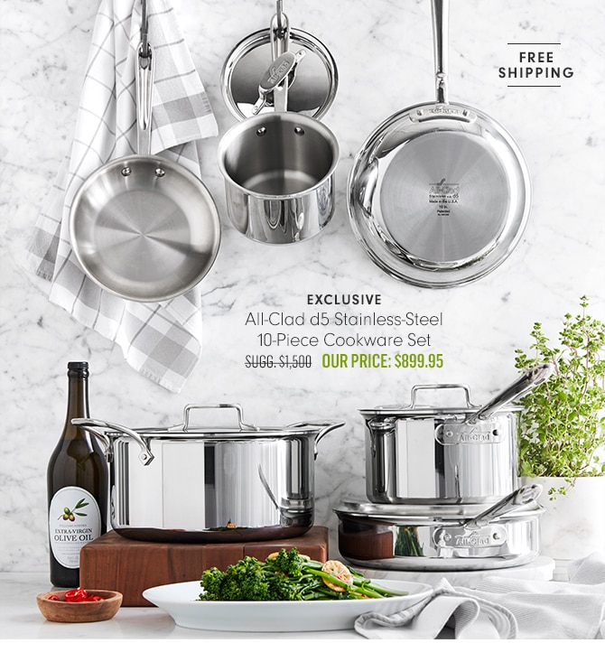 All-Clad d5 Stainless-Steel 10-Piece Cookware Set - Our Price: $799.95