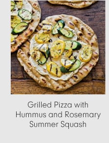 Grilled Pizza with Hummus and Rosemary Summer Squash