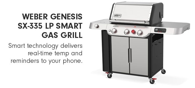 WEBER GENESIS SX-335 LP SMART GAS GRILL - Smart technology delivers real-time temp and reminders to your phone. $1,599.95