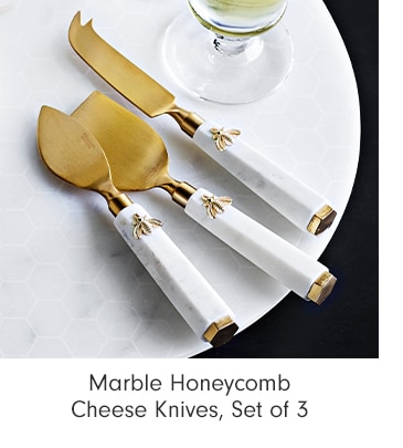 Marble Honeycomb Cheese Knives, Set of 3