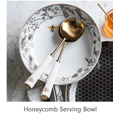 Honeycomb Serving Bowl & Salad Servers