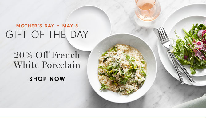 MOTHER'S DAY MAY 8 - GIFT OF THE DAY - 20% Off French White Porcelain - SHOP NOW