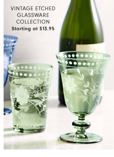 VINTAGE ETCHED GLASSWARE COLLECTION - Starting at $14.95