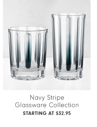 Navy Stripe Glassware Collection - Starting at $32.95