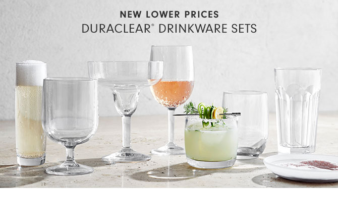NEW LOWER PRICES - DuraClearÂ® Drinkware Sets NEW LOWER PRICES DURACLEAR DRINKWARE SETS 