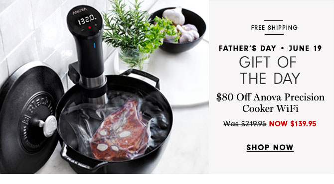 FATHER'S DAY - JUNE 19 - GIFT OF THE DAY - $80 Off Anova Precision Cooker WiFi NOW $139.95 - SHOP NOW