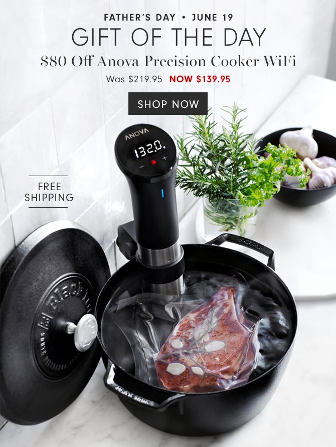 FATHER’S DAY • JUNE 19 - GIFT OF THE DAY - $80 Off Anova Precision Cooker WiFi - NOW $139.95 - SHOP NOW