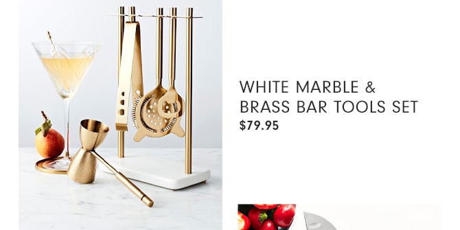 WHITE MARBLE & BRASS BAR TOOL SET - $79.95