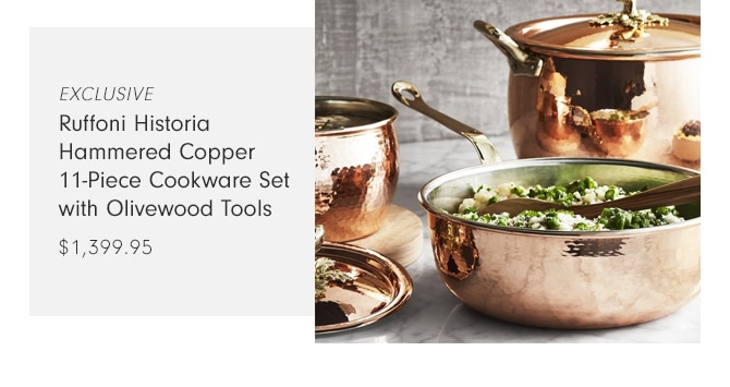 Ruffoni Historia Hammered Copper 11-Piece Cookware Set with Olivewood Tools - $1,399.95