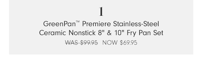 GreenPan Premiere Stainless-Steel Ceramic Nonstick 8" 10" Fry Pan Set WAS-$9995 NOW $69.95 