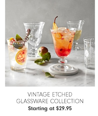 VINTAGE ETCHED GLASSWARE COLLECTION - Starting at $29.95