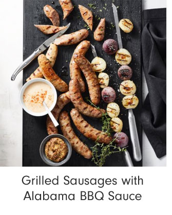 Grilled Sausages with Alabama BBQ Sauce