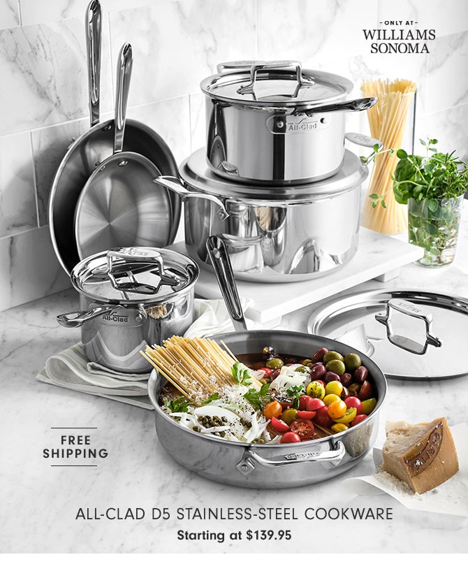 All-Clad D5 Stainless-Steel Cookware Starting at $139.95