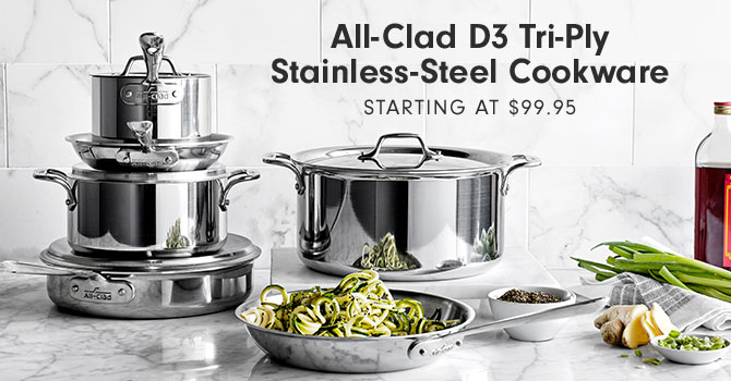 All-Clad D3 Tri-Ply Stainless-Steel Cookware Starting at $99.95