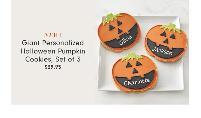 NEW! Giant Personalized Halloween Pumpkin Cookies, Set of 3 $39.95