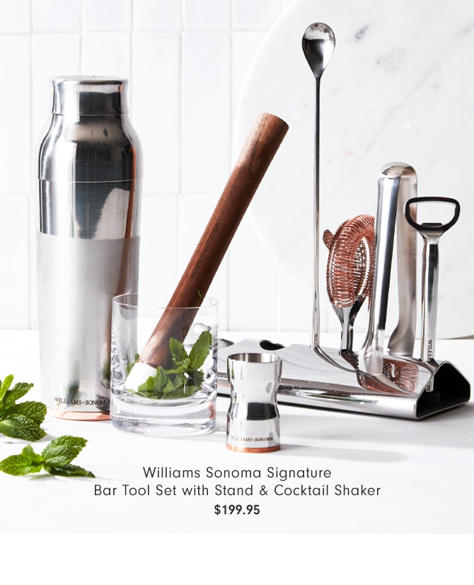 Williams Sonoma Signature Bar Tool Set with Stand & Cocktail Shaker - $199.95