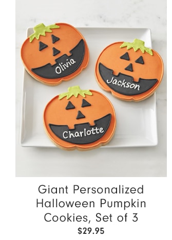 Giant Personalized Halloween Pumpkin Cookies, Set of 3 - $29.95