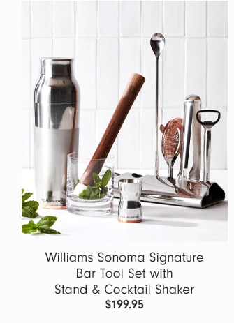 Williams Sonoma Signature Bar Tool Set with Stand & Cocktail Shaker - $199.95