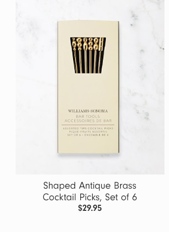 Shaped Antique Brass Cocktail Picks, Set of 6 - $29.95