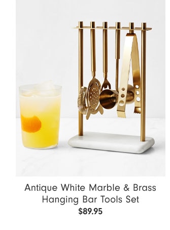 Antique White Marble & Brass Hanging Bar Tools Set $89.95