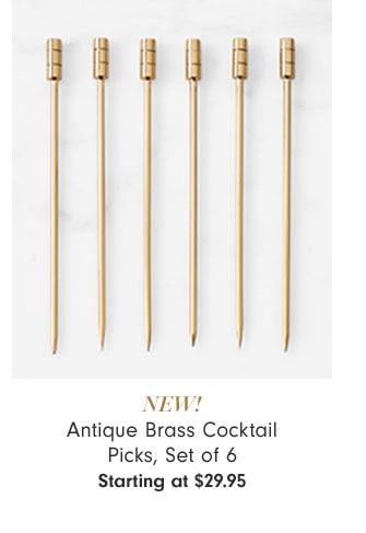 NEW! Antique Brass Cocktail Picks, Set of 6 Starting at $29.95