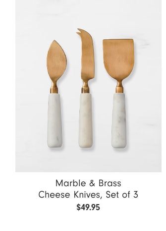 Marble & Brass Cheese Knives, Set of 3$49.95