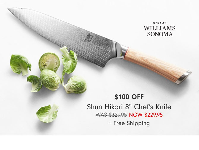 $100 OFF Shun Hikari 8" Chef’s Knife Now $229.95 + Free Shipping