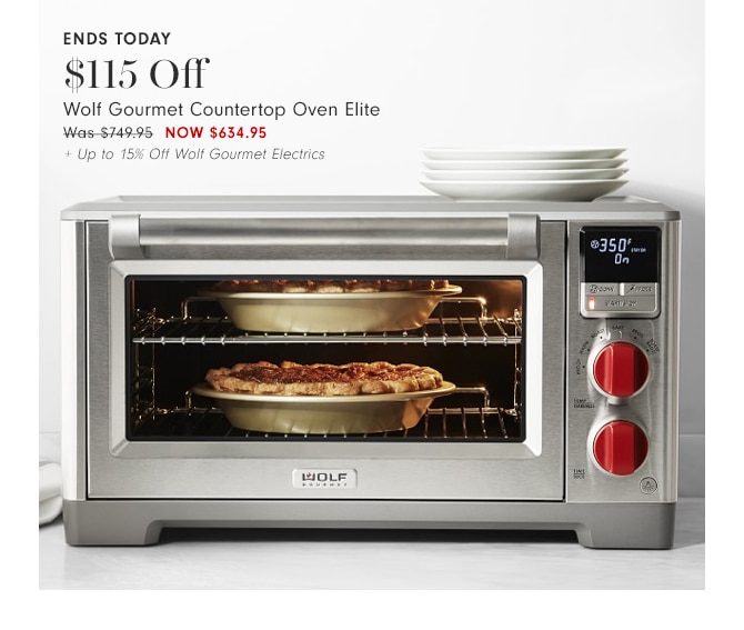 $115 Off Wolf Gourmet Countertop Oven Elite - Now $634.95 + Up to 15% Off Wolf Gourmet Electrics