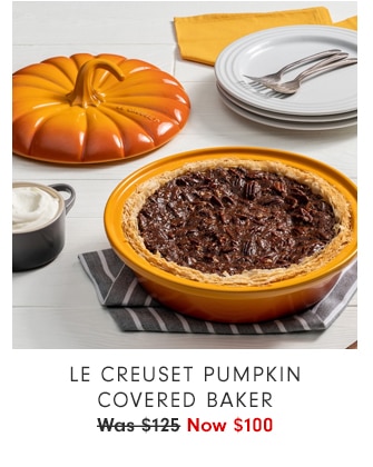 Le Creuset Pumpkin Covered Baker - Now $100