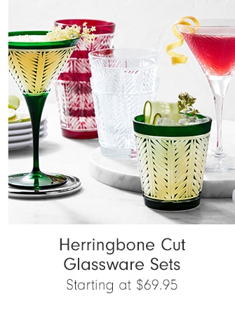 Herringbone Cut Glassware Sets - Starting at $69.95