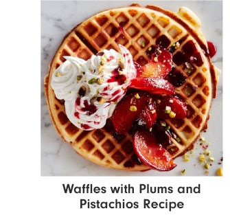 Waffles with Plums and Pistachios Recipe