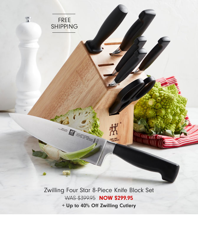 Zwilling Four Star 8-Piece Knife Block Set Now $299.95 + Up to 40% Off Zwilling Cutlery