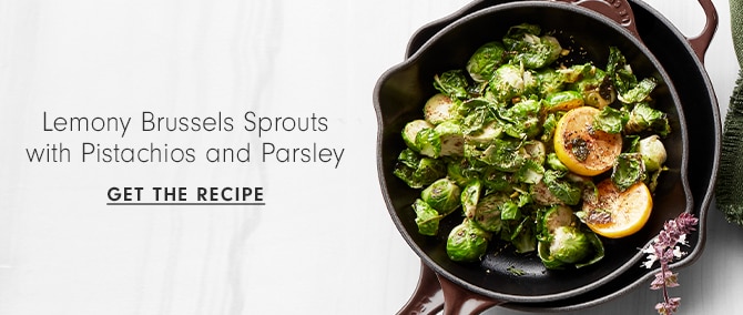 Lemony Brussels Sprouts with Pistachios and Parsley - get the recipe