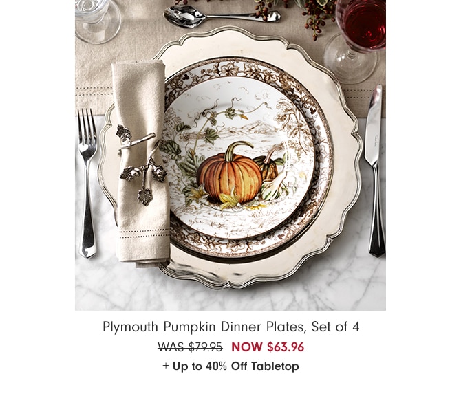 Plymouth Pumpkin Dinner Plates, Set of 4 - NOW $63.96 + Up to 40% Off Tabletop