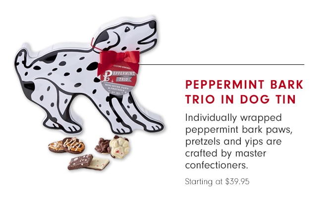 PEPPERMINT BARK TRIO IN DOG TIN 