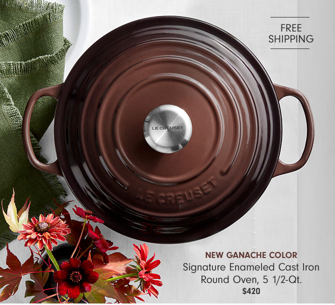 NEW Ganache COLOR Signature Enameled Cast Iron Round Oven, 5 1/2-Qt. $420