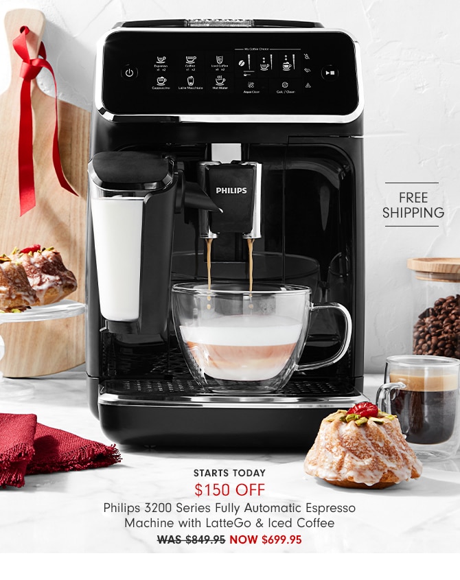 $150 Off Philips 3200 Series Fully Automatic Espresso Machine with LatteGo & Iced Coffee - NOW $699.95