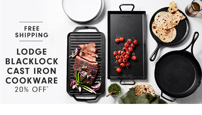 Lodge Blacklock Cast Iron Cookware 20% Off*