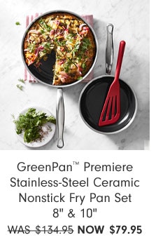 GreenPan™ Premiere Stainless-Steel Ceramic Nonstick Fry Pan Set 8" & 10" Now $79.95