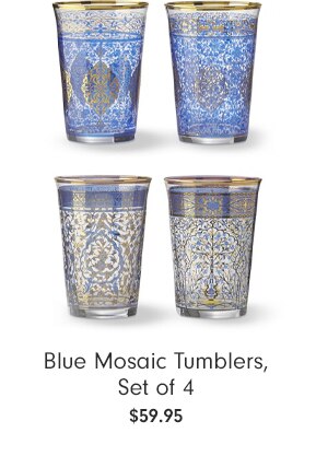 Blue Mosaic Tumblers, Set of 4 - $59.95