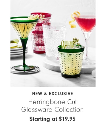 Herringbone Cut Glassware Collection - Starting at $19.95