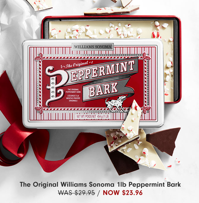 The Original Williams Sonoma 1lb Peppermint Bark Now $23.96