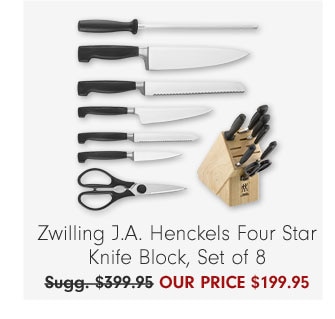 Zwilling J.A. Henckels Four Star Knife Block, Set of 8 - OUR PRICE $199.95